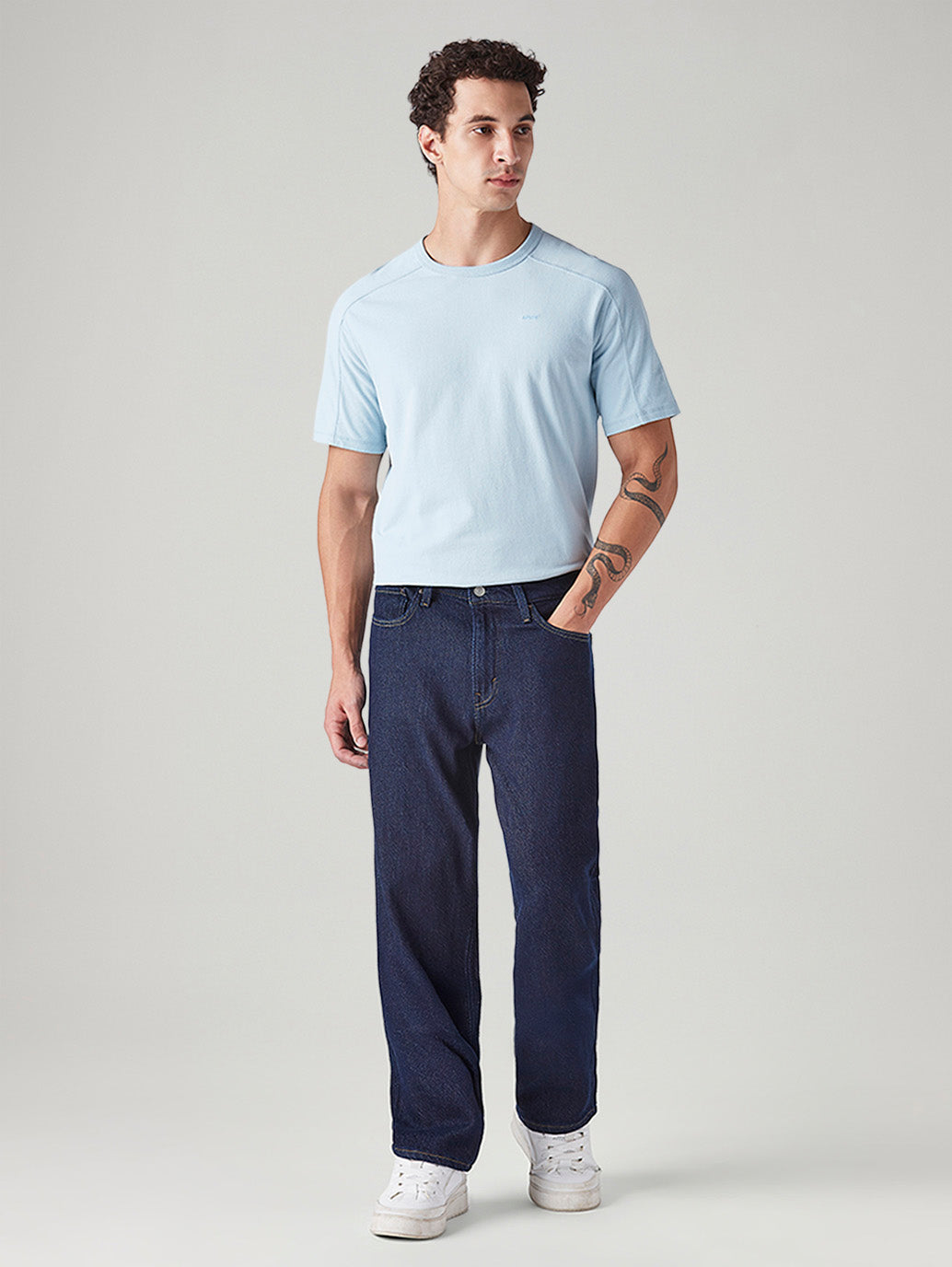 Men's 568 Dark Blue Loose Fit Mid Rise Jeans