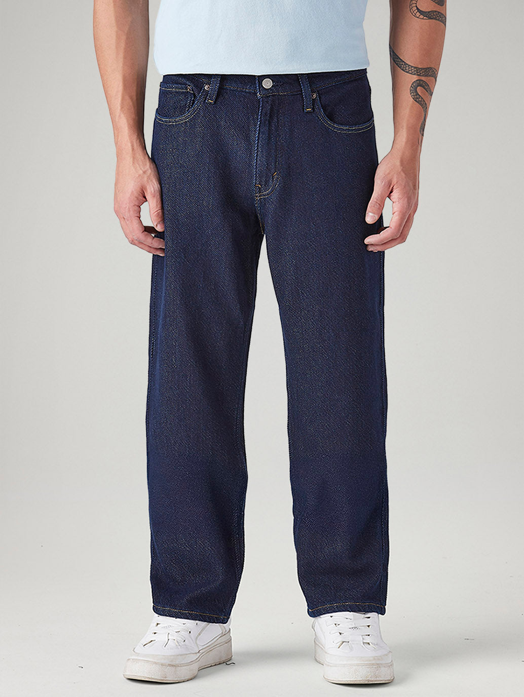 Men's 568 Dark Blue Loose Fit Mid Rise Jeans