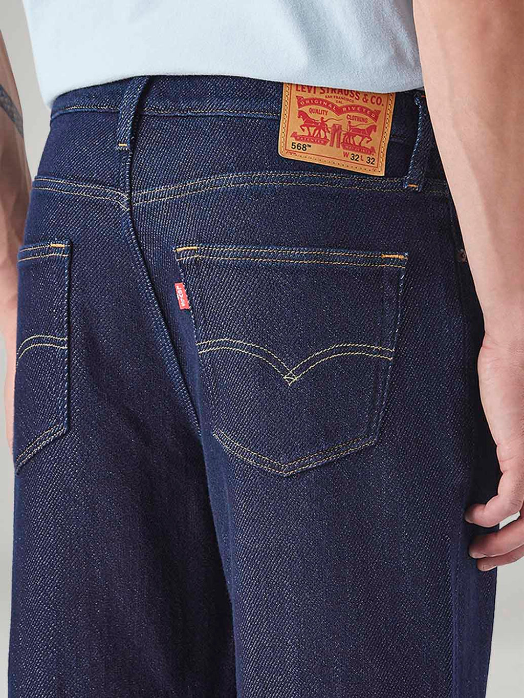 Men's 568 Dark Blue Loose Fit Mid Rise Jeans