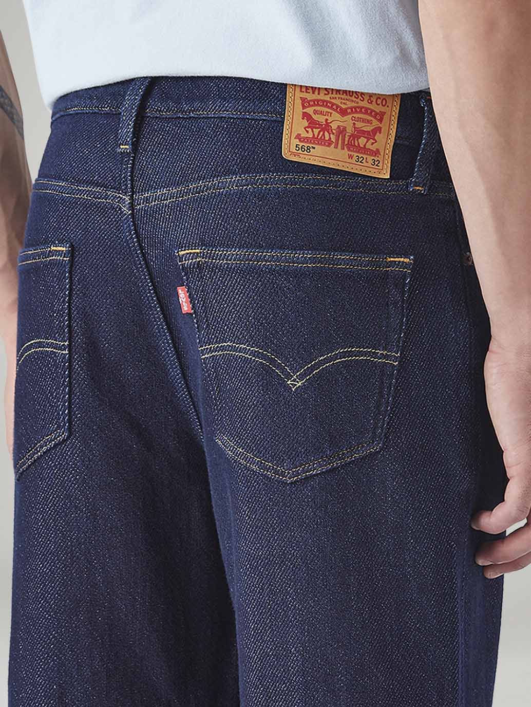 Men's 568 Dark Blue Loose Fit Mid Rise Jeans