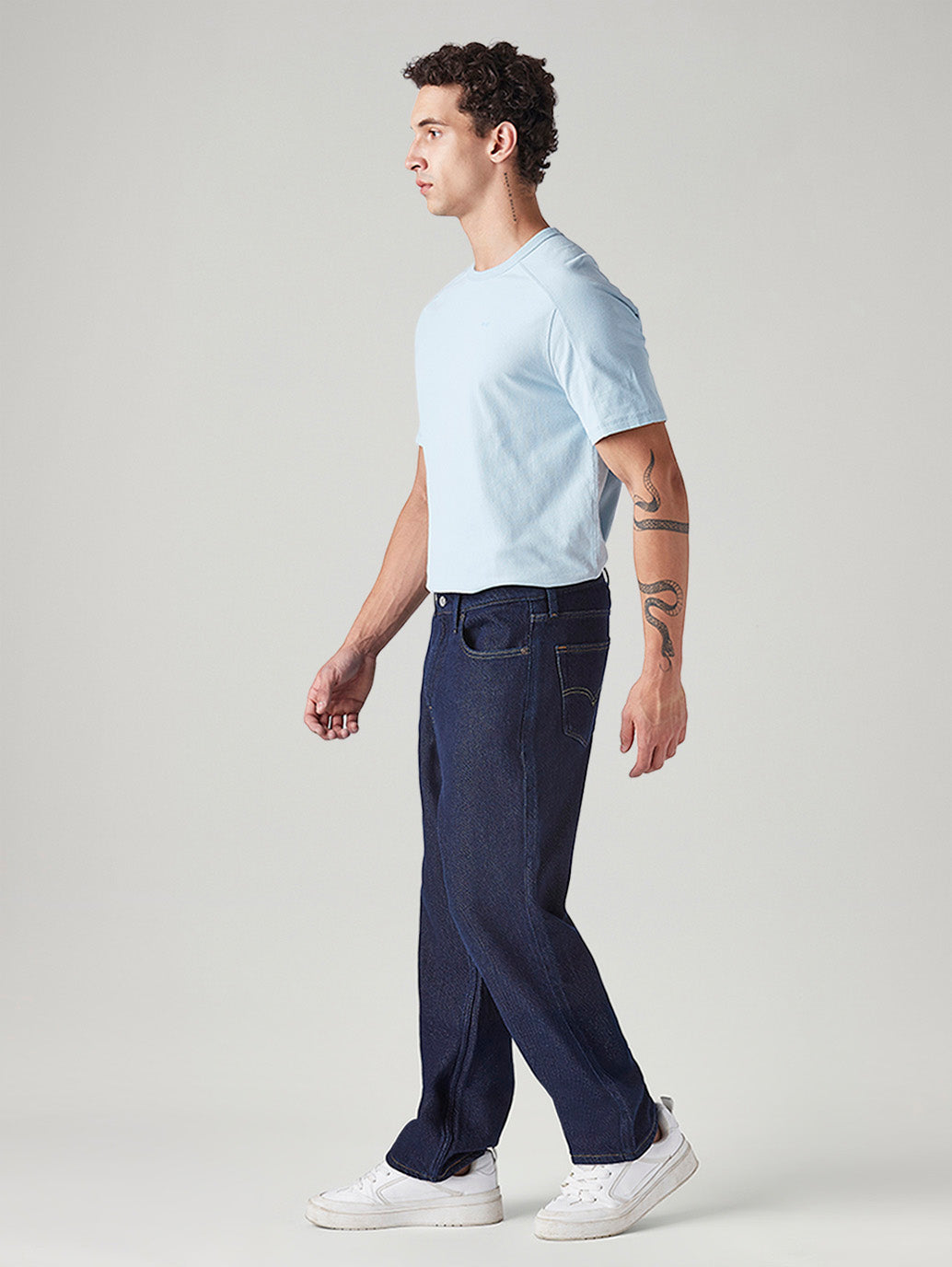 Men's 568 Dark Blue Loose Fit Mid Rise Jeans