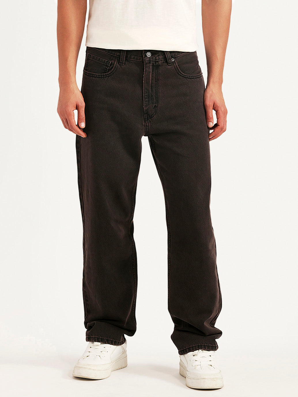 Men's Tinted 568 Brown Loose Fit Mid Rise Jeans