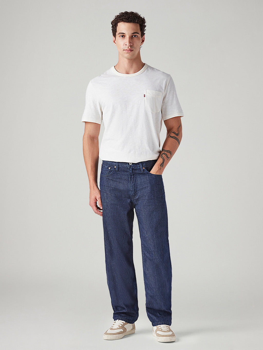 Men's 568 Dark Blue Loose Fit Mid Rise Jeans