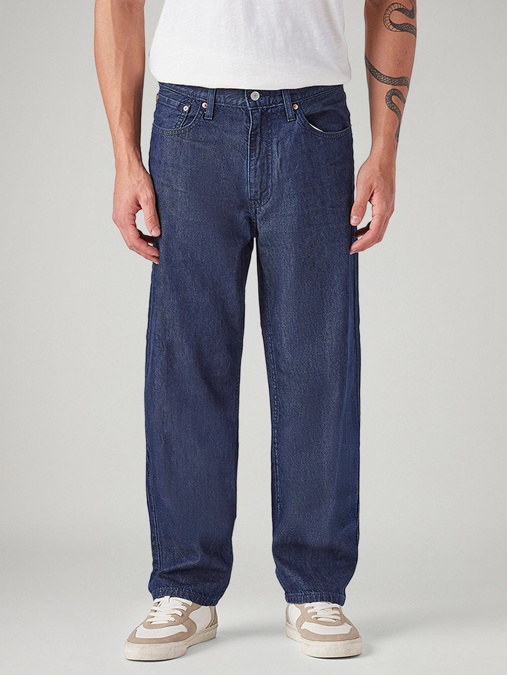 Men's 568 Dark Blue Loose Fit Mid Rise Jeans