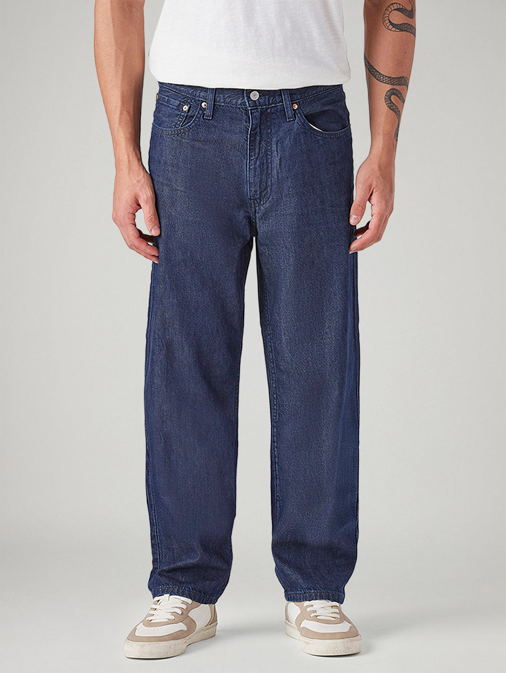 Men's 568 Dark Blue Loose Fit Mid Rise Jeans