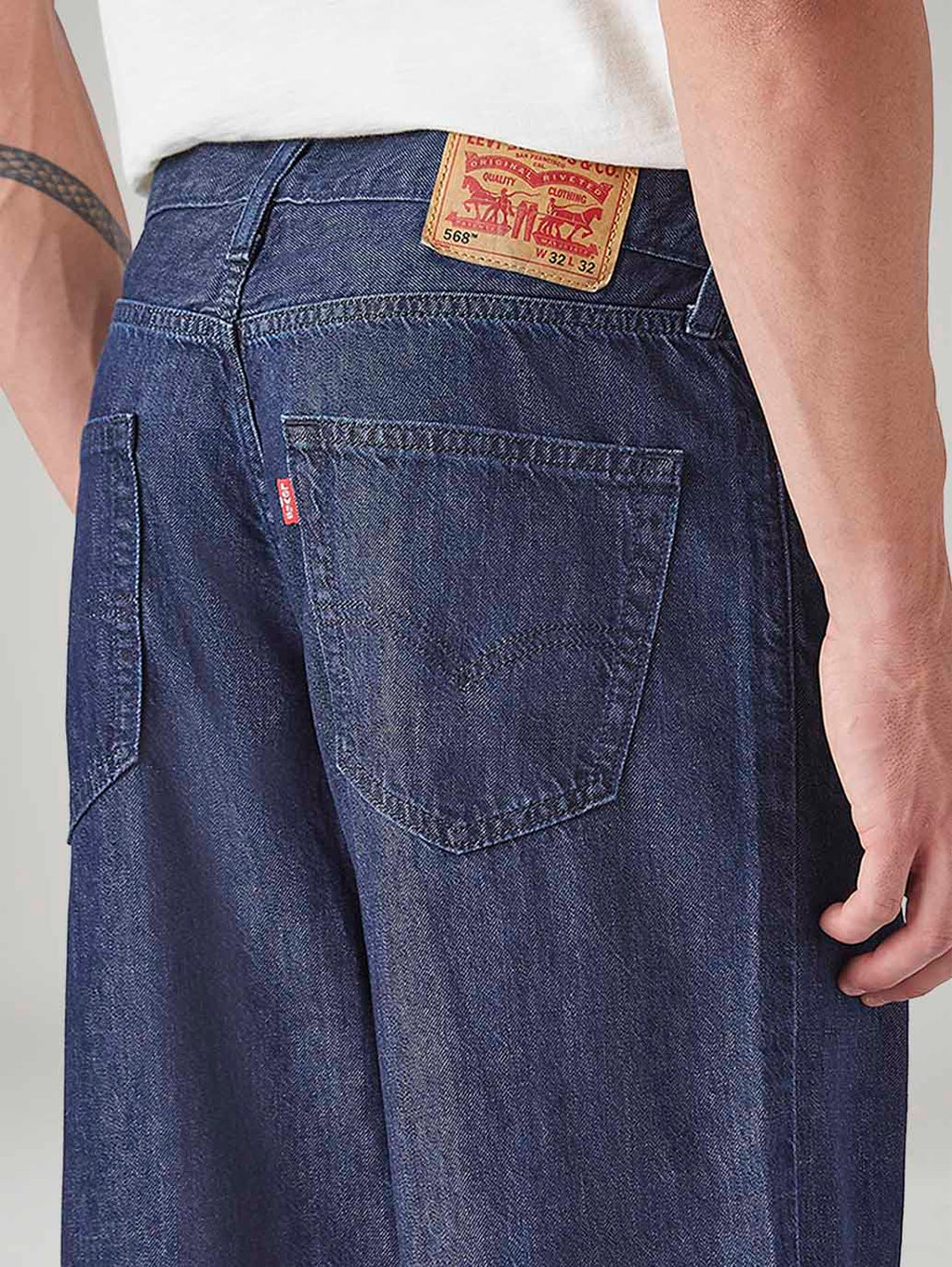 Men's 568 Dark Blue Loose Fit Mid Rise Jeans