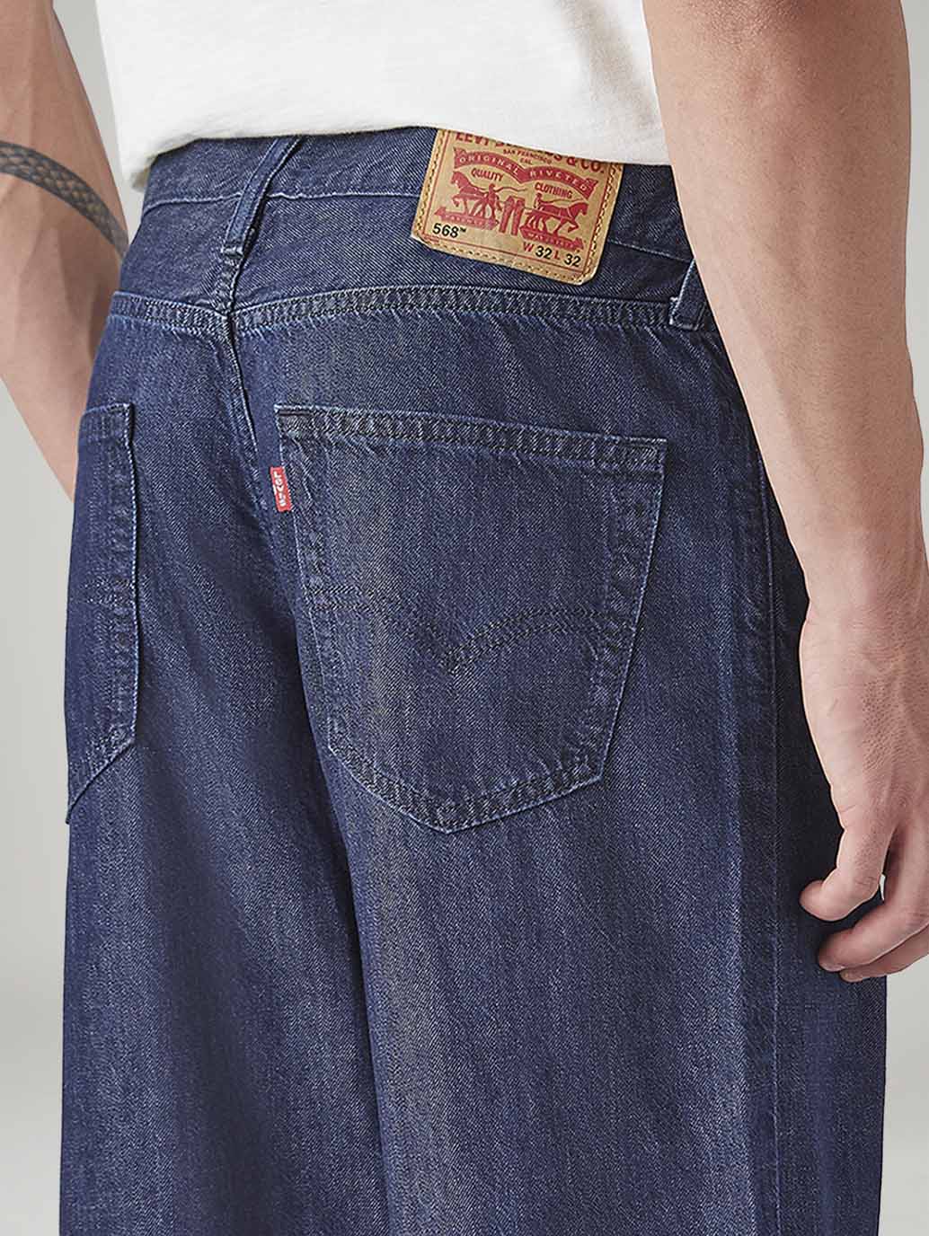 Men's 568 Dark Blue Loose Fit Mid Rise Jeans