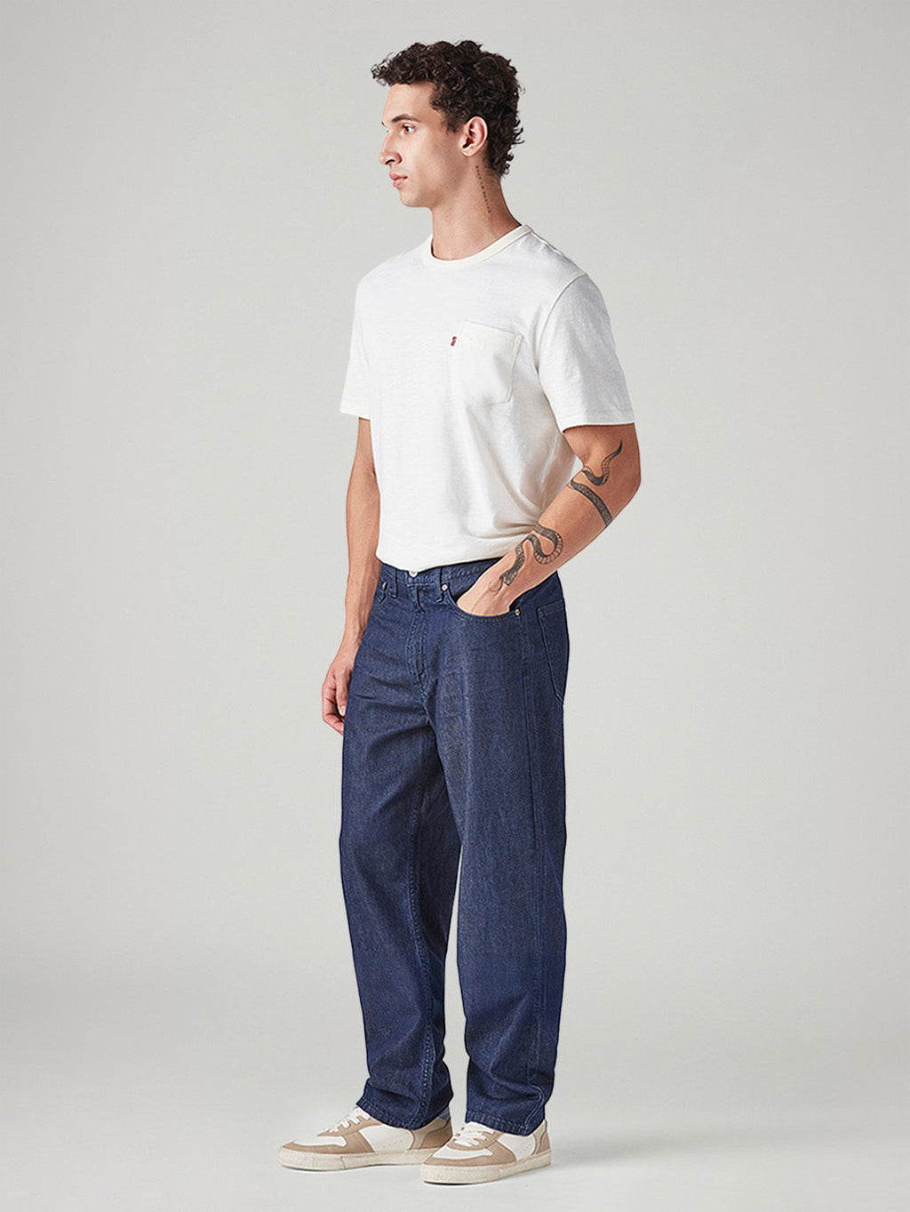 Men's 568 Dark Blue Loose Fit Mid Rise Jeans