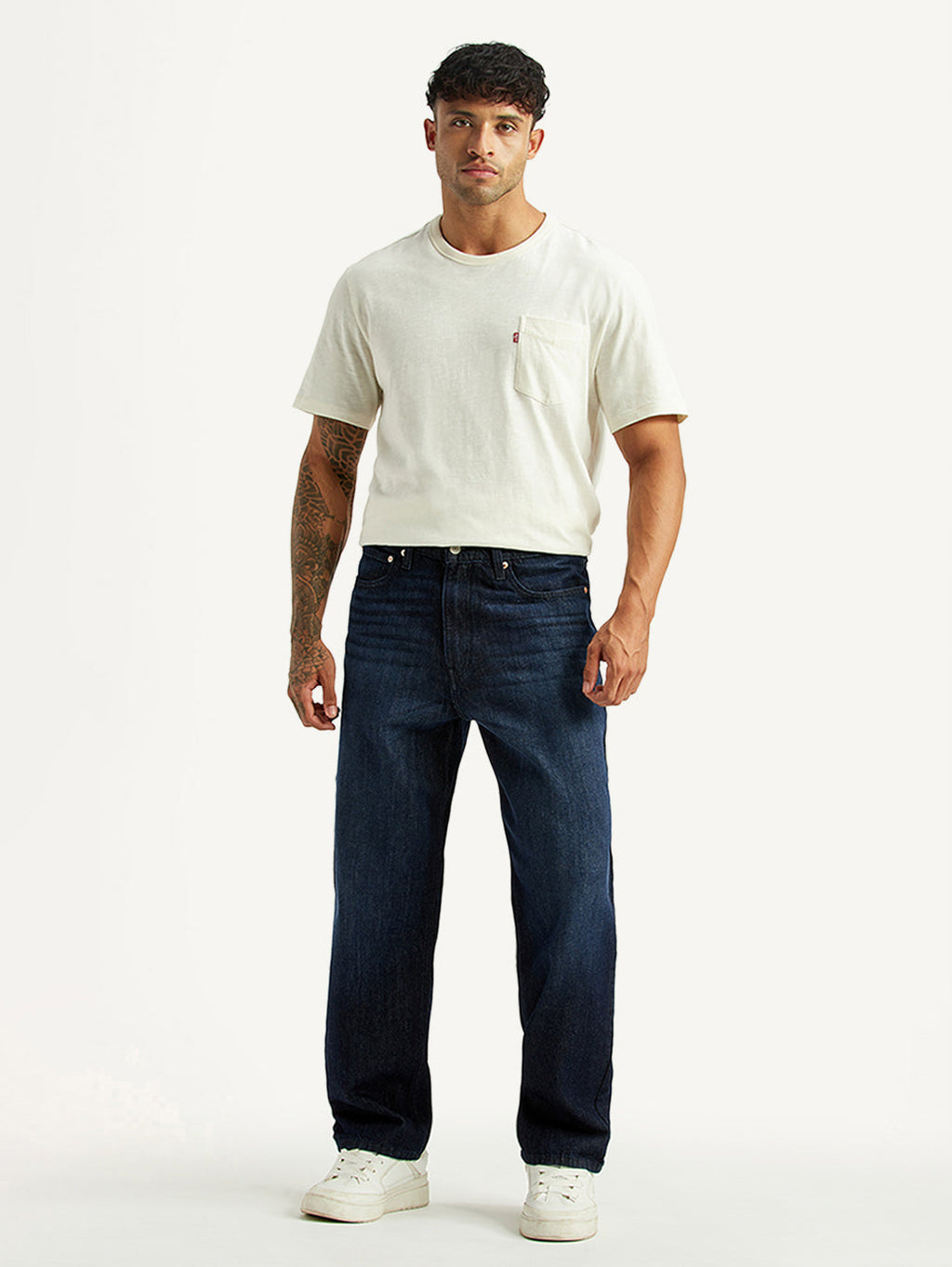 Men's 568 Dark Blue Loose Fit Mid Rise Jeans