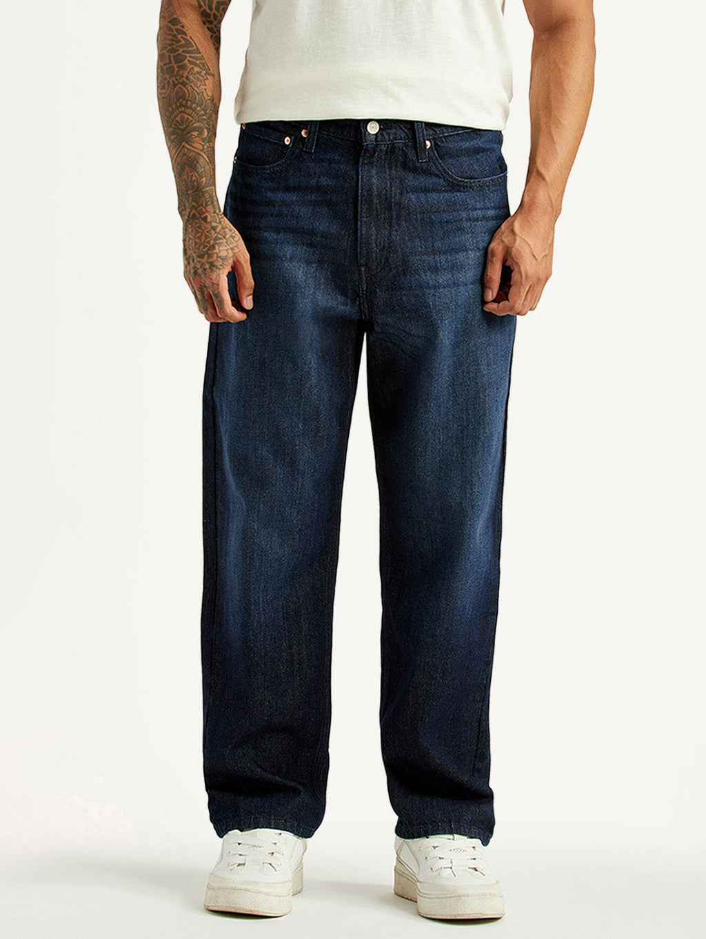 Men's 568 Dark Blue Loose Fit Mid Rise Jeans