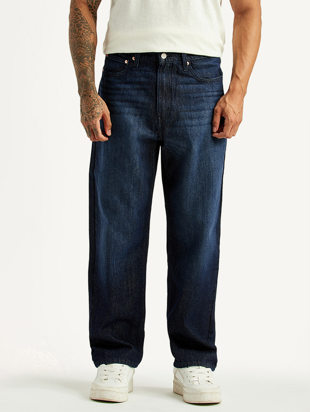 Men's 568 Dark Blue Loose Fit Mid Rise Jeans