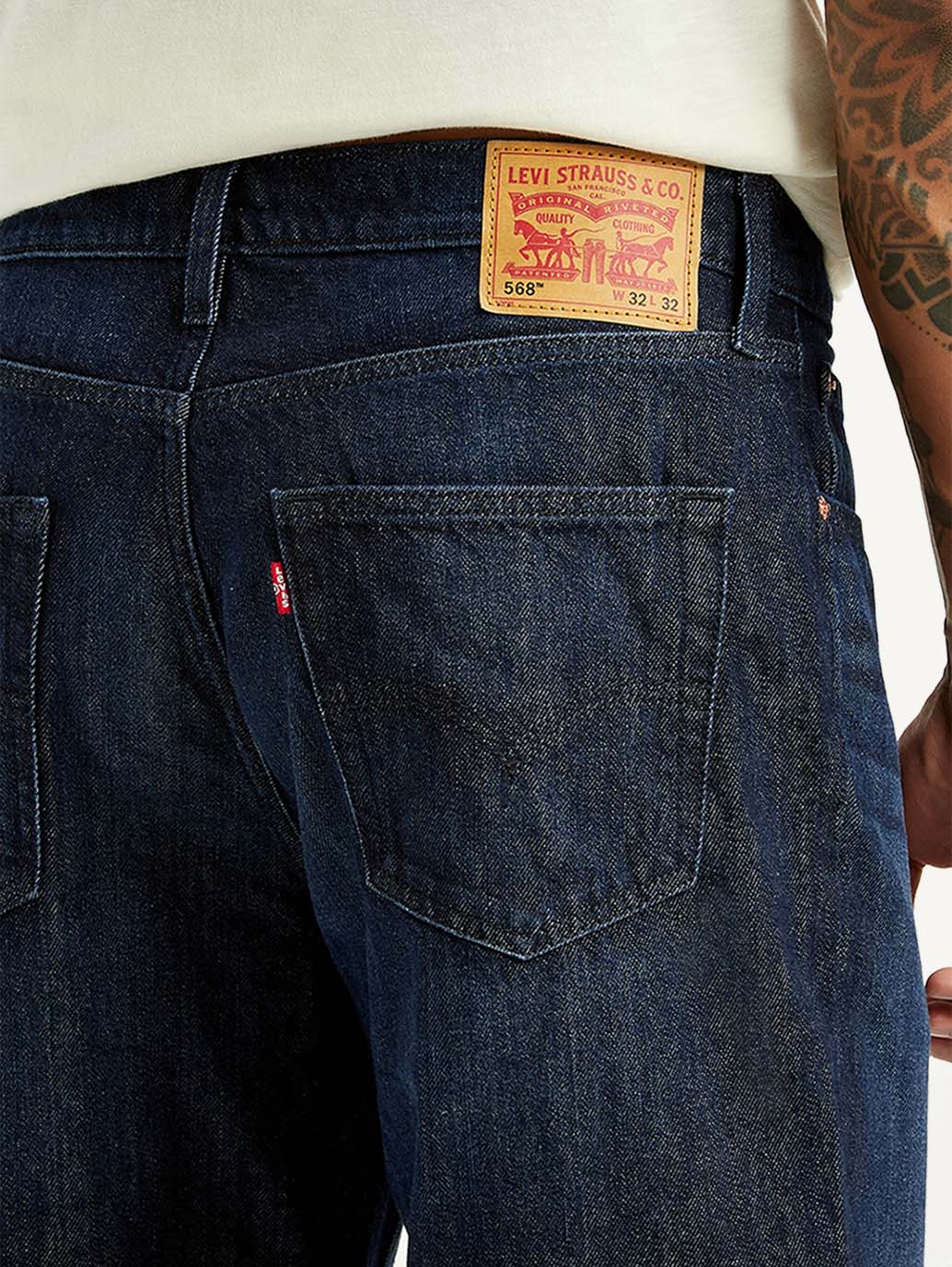 Men's 568 Dark Blue Loose Fit Mid Rise Jeans