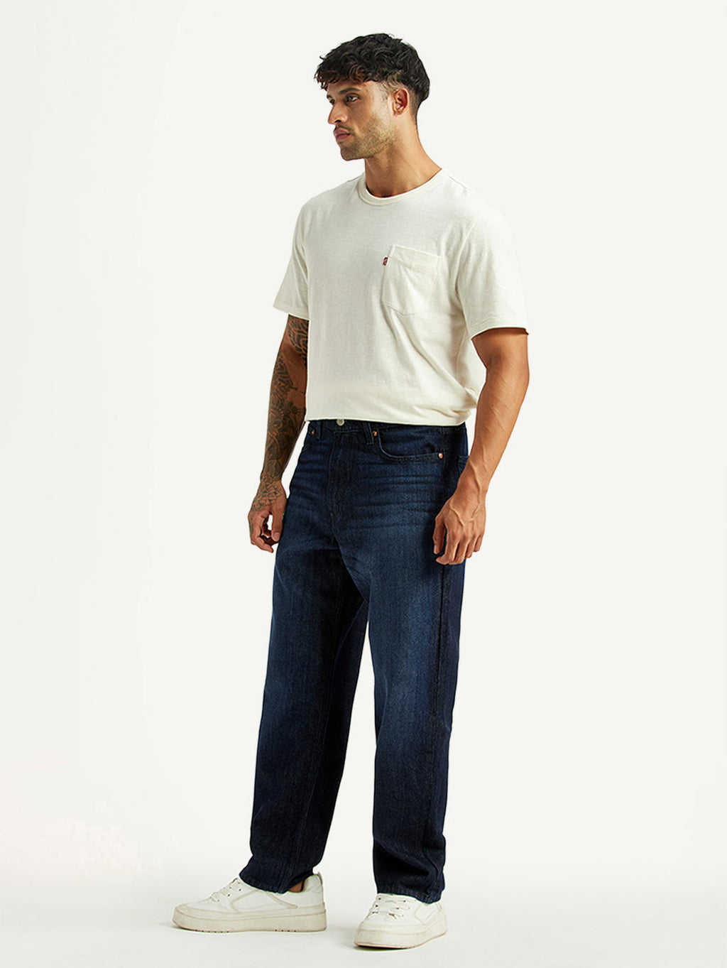 Men's 568 Dark Blue Loose Fit Mid Rise Jeans