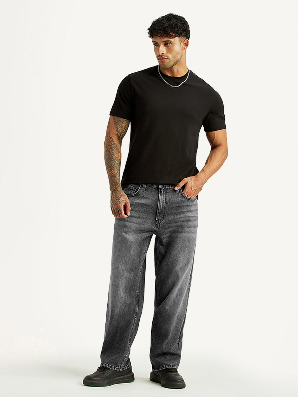 Men's 568 Grey Loose Fit Mid Rise Jeans