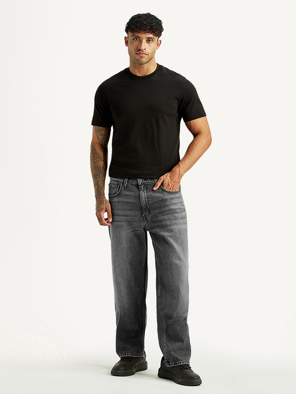 Men's 568 Grey Loose Fit Mid Rise Jeans