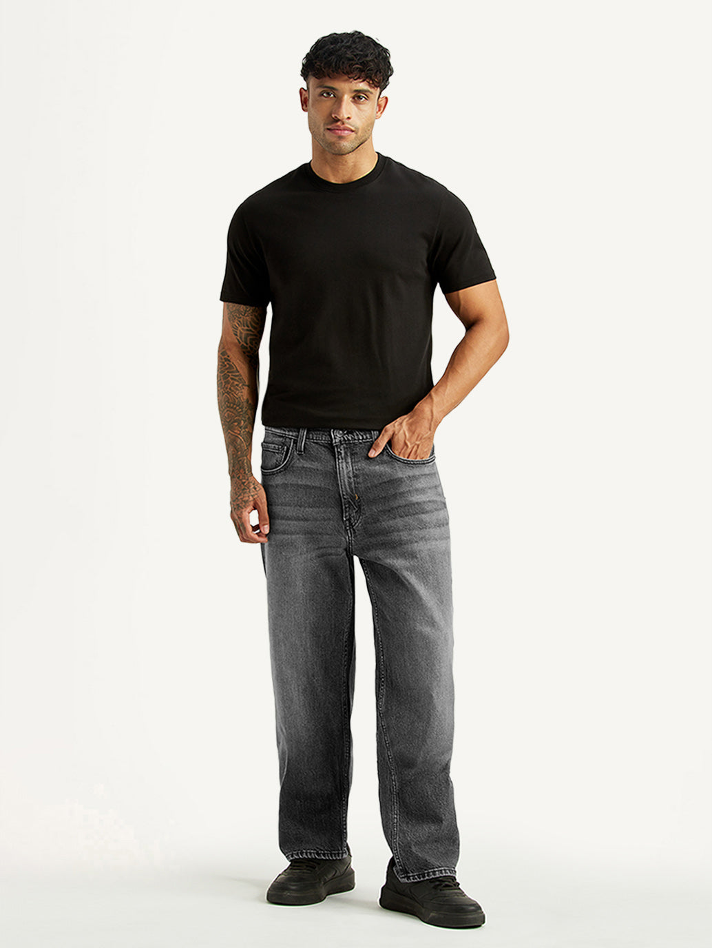 Men's 568 Grey Loose Fit Mid Rise Jeans