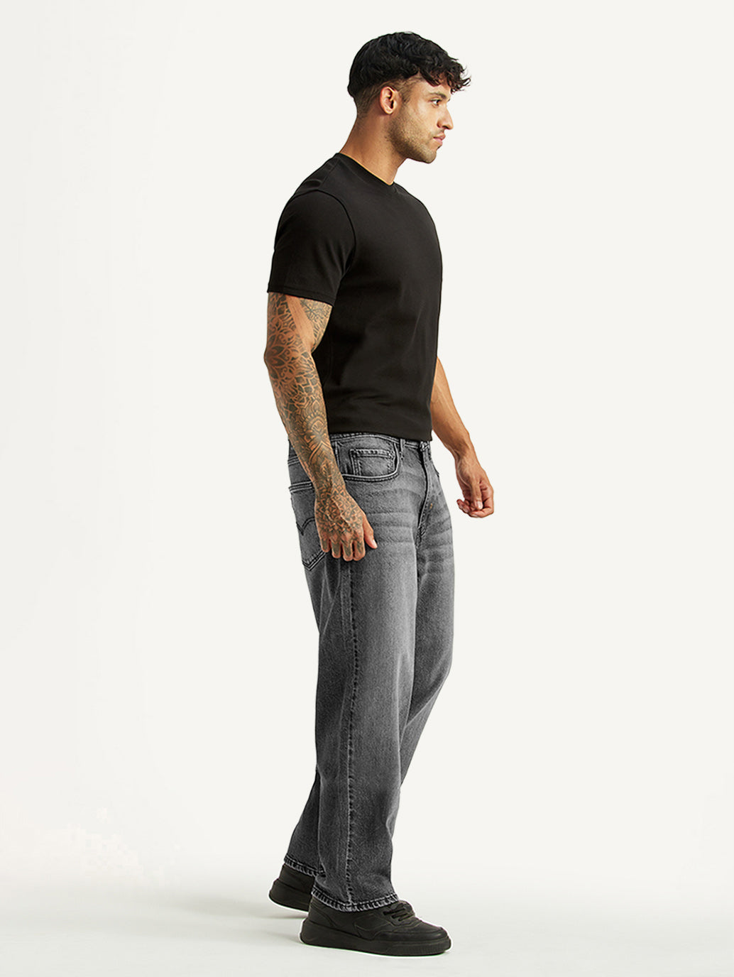 Men's 568 Grey Loose Fit Mid Rise Jeans