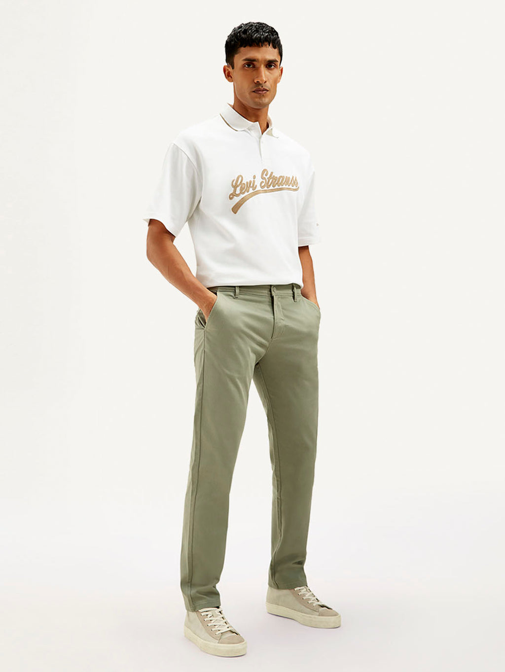 Men's Green Authentic Straight Fit Chino Pants