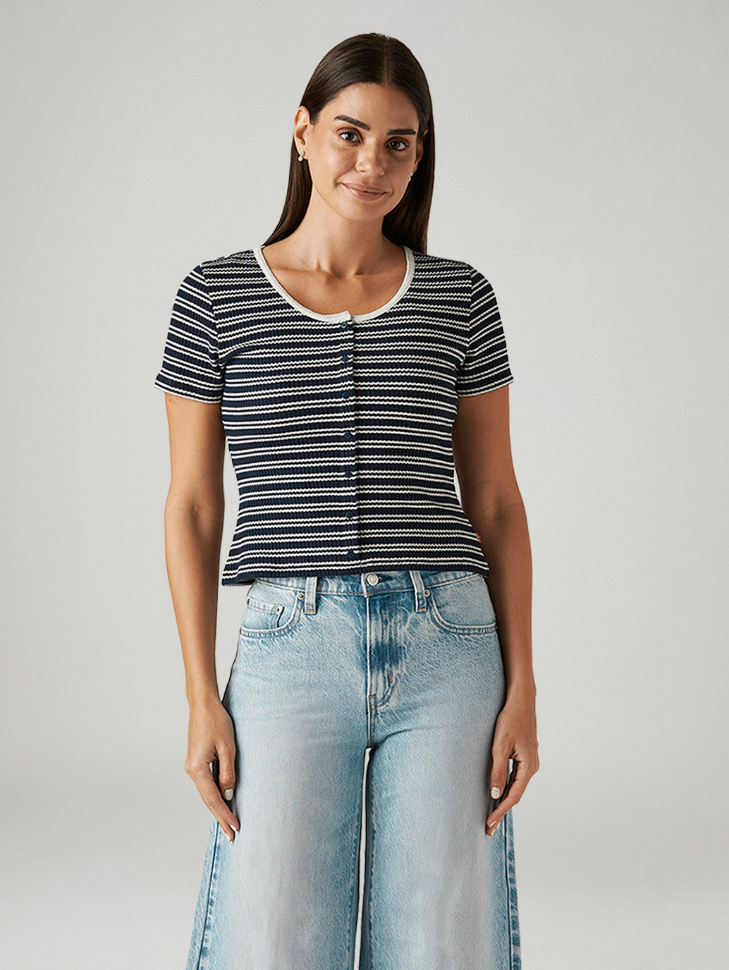Women's Striped Navy Slim Fit T-shirt
