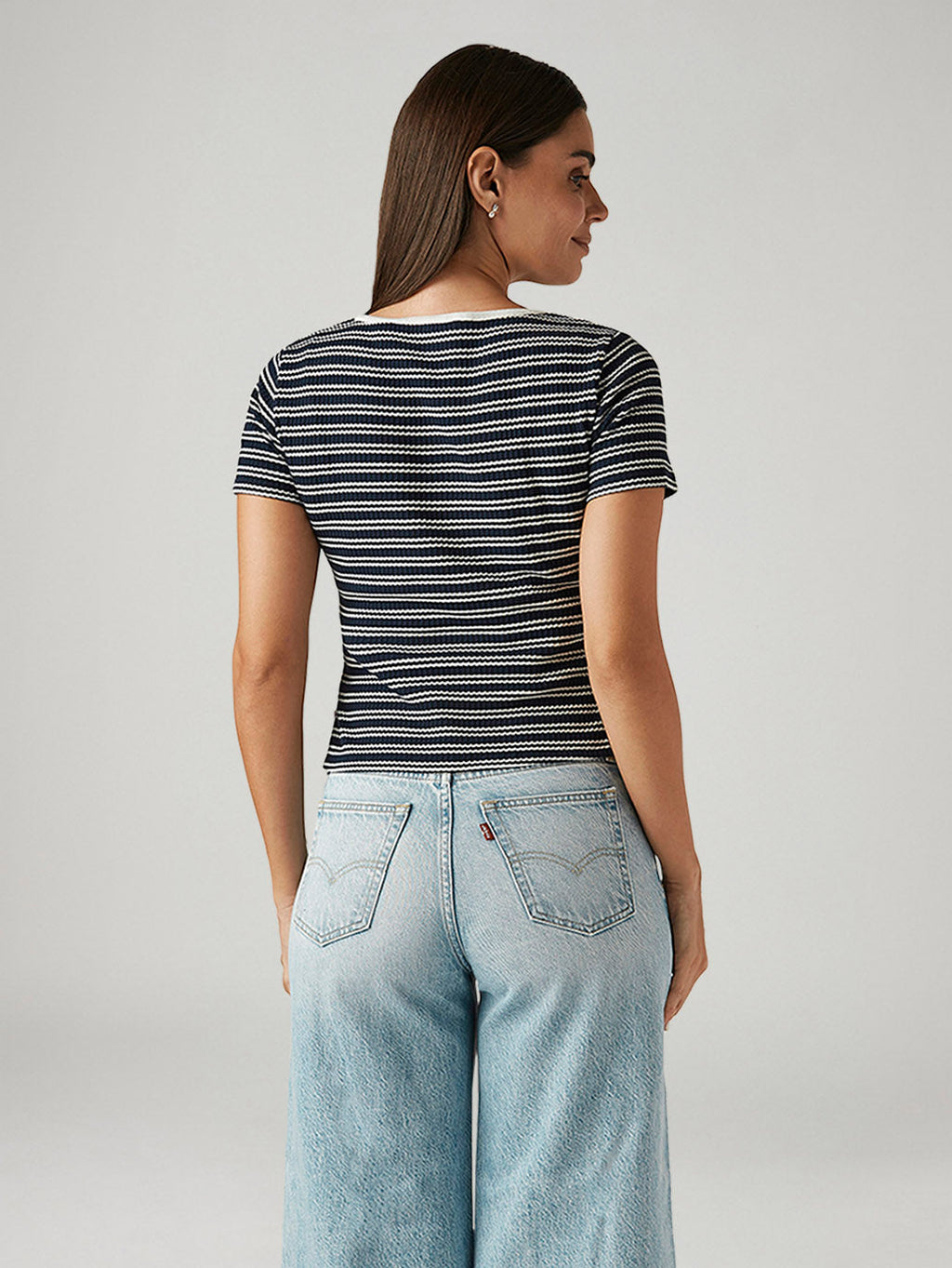 Women's Striped Navy Slim Fit T-shirt
