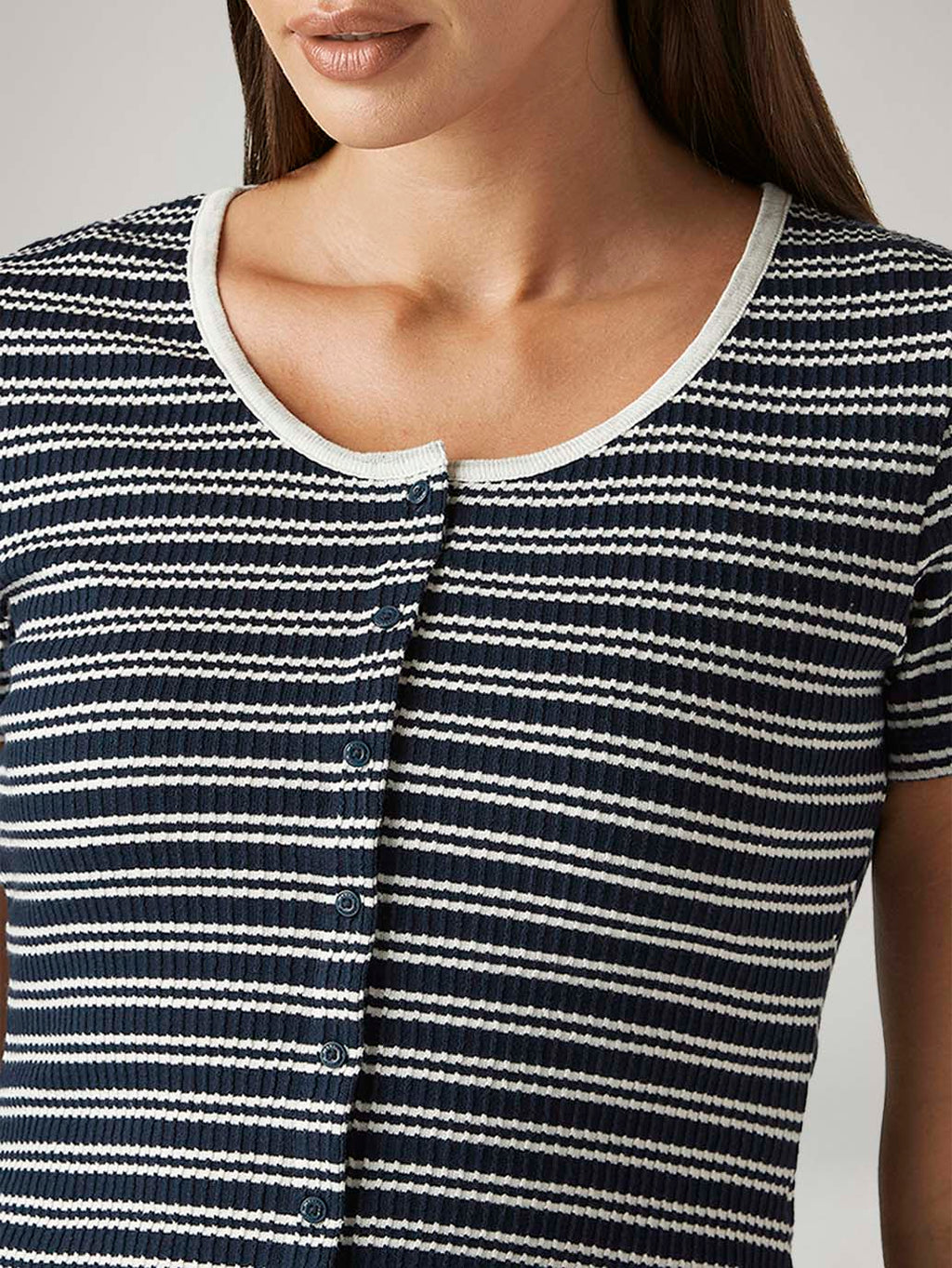 Women's Striped Navy Slim Fit T-shirt