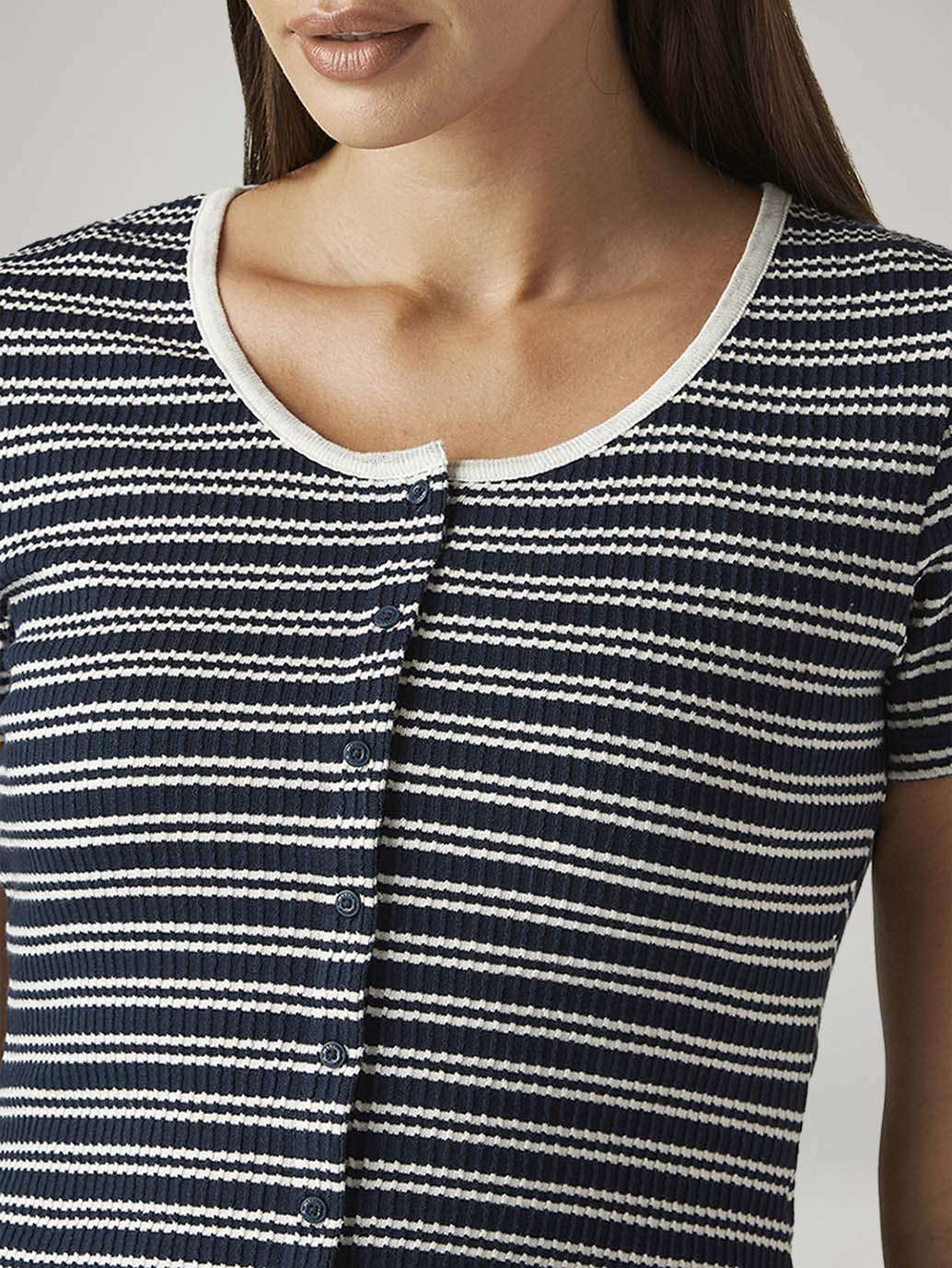 Women's Striped Navy Slim Fit T-shirt