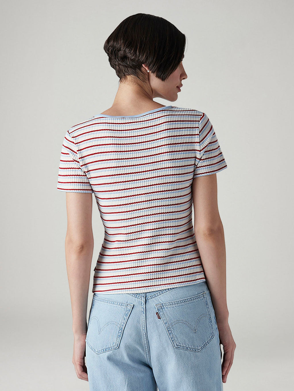 Women's Striped Multi Color Scoop Neck Top