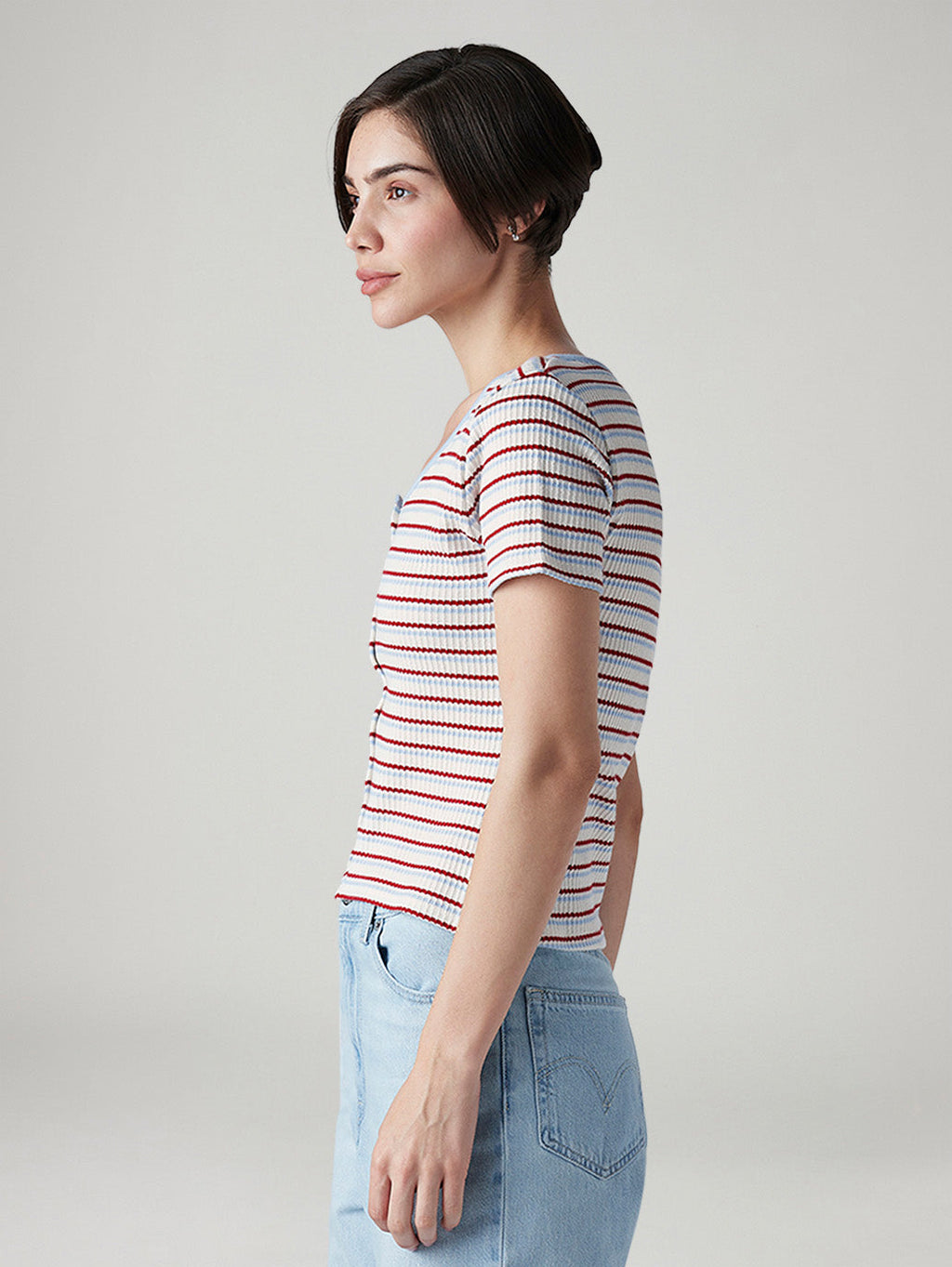 Women's Striped Multi Color Scoop Neck Top