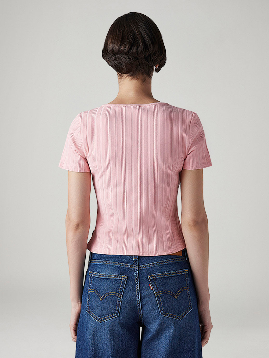 Women's Self Design Pink Round Neck Top