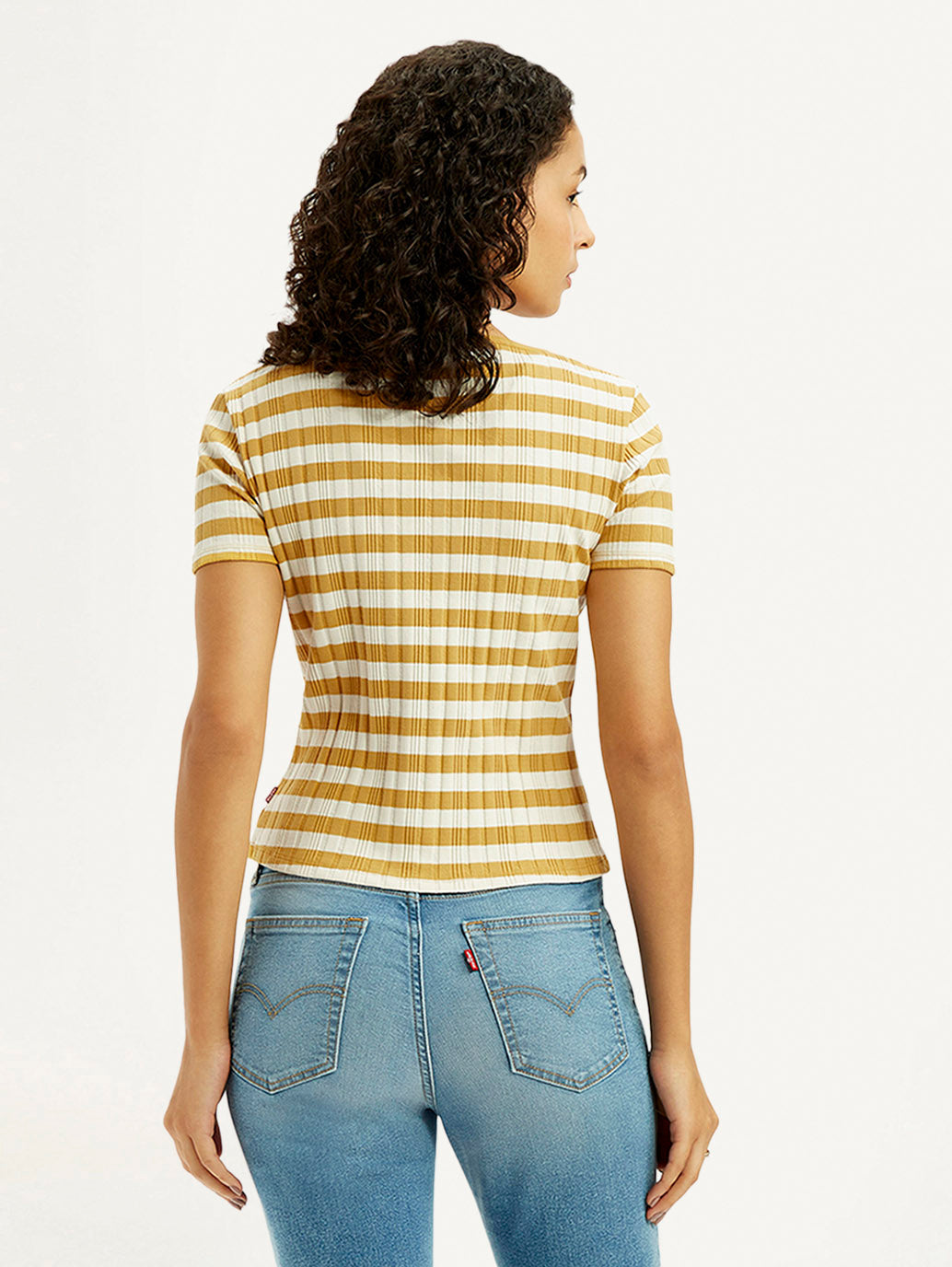 Women's Striped Yellow Scoop Neck Top