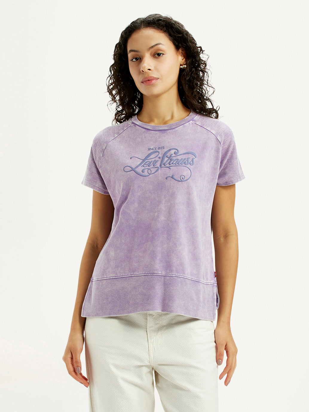 Women's Brand Logo Purple Relaxed Fit T-shirt