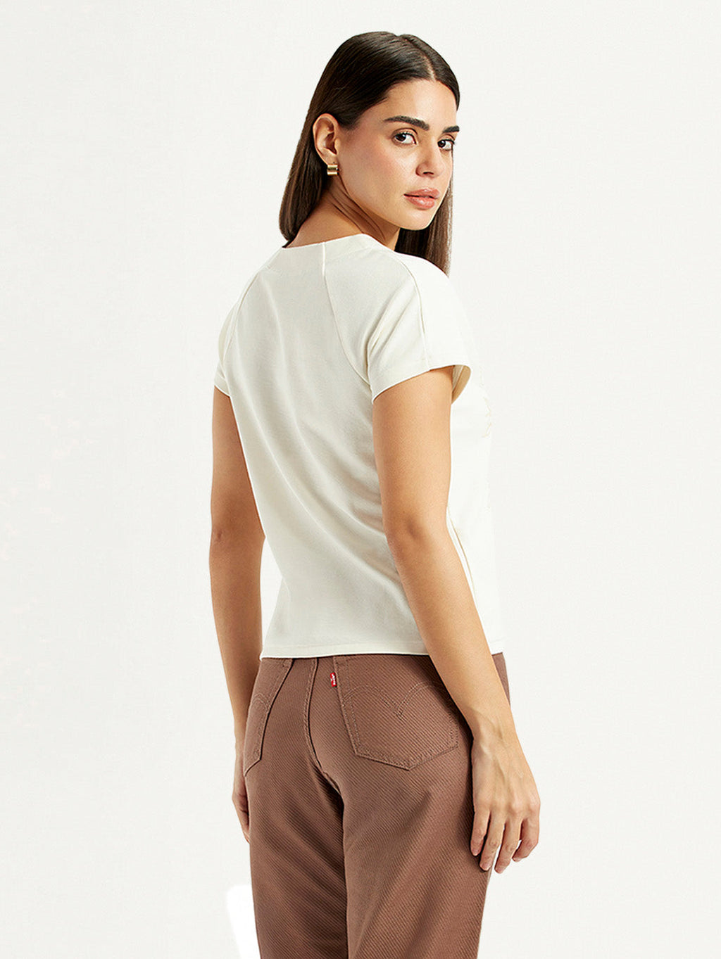 Women's Embroidered White V-Neck Top