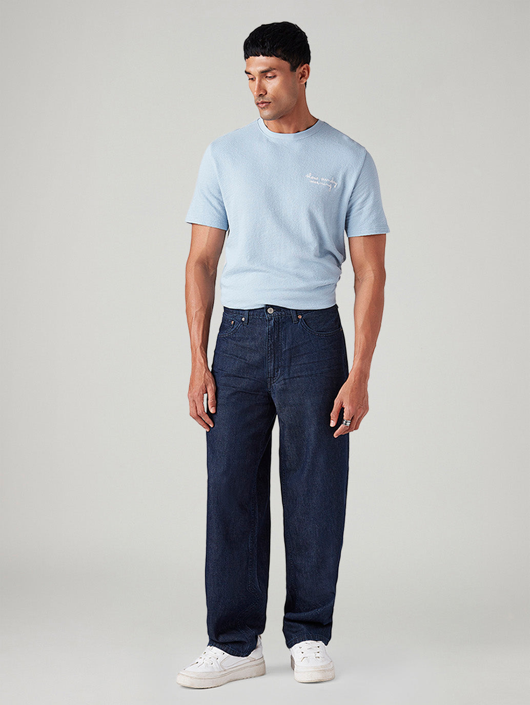 Men's 578 Dark Blue Baggy Fit Mid Rise Jeans