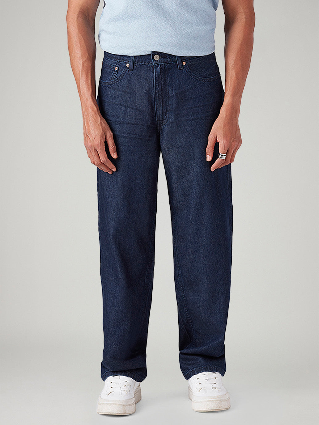 Men's 578 Dark Blue Baggy Fit Mid Rise Jeans