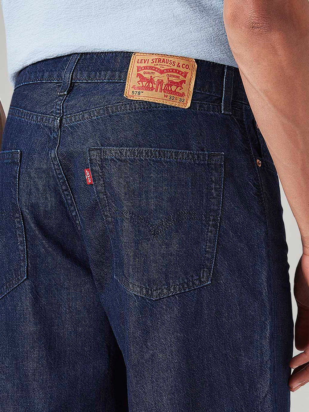 Men's 578 Dark Blue Baggy Fit Mid Rise Jeans