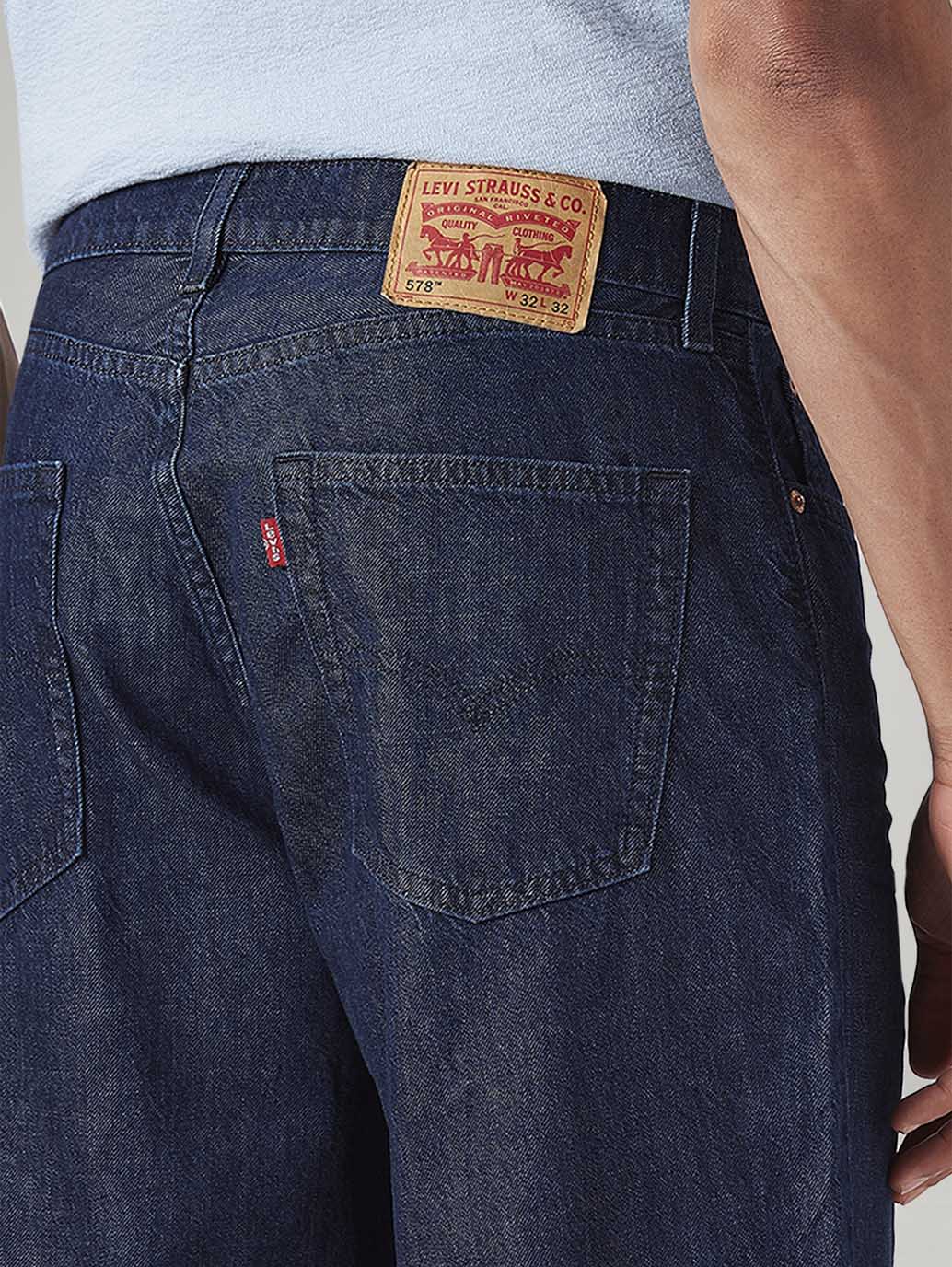 Men's 578 Dark Blue Baggy Fit Mid Rise Jeans
