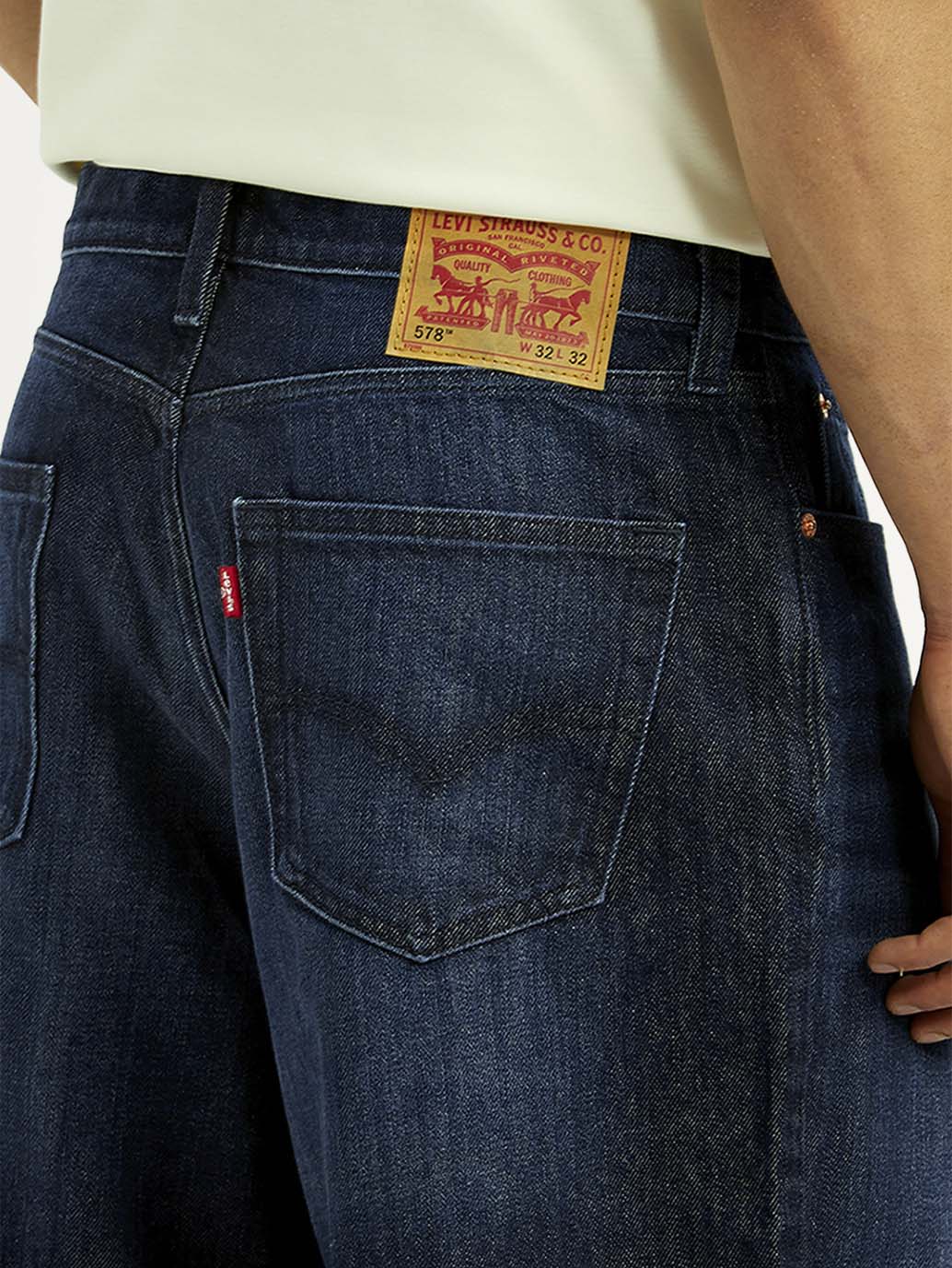 Men's 578 Dark Blue Baggy Fit Mid Rise Jeans