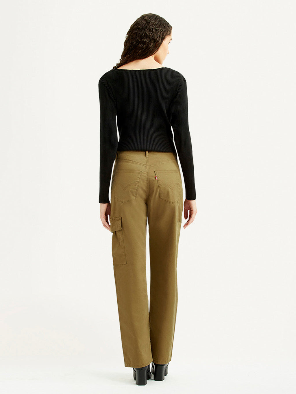 Women's Tan Ribcage Straight Fit High Rise Cargo Trousers