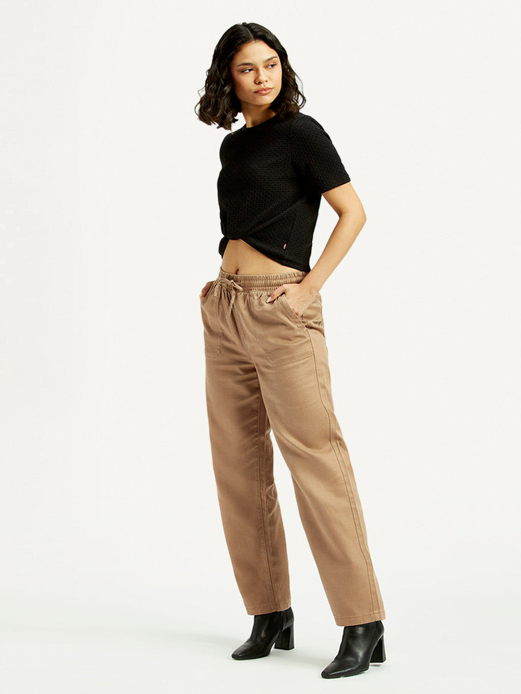 Women's Mid Rise Straight Fit Khaki Trousers