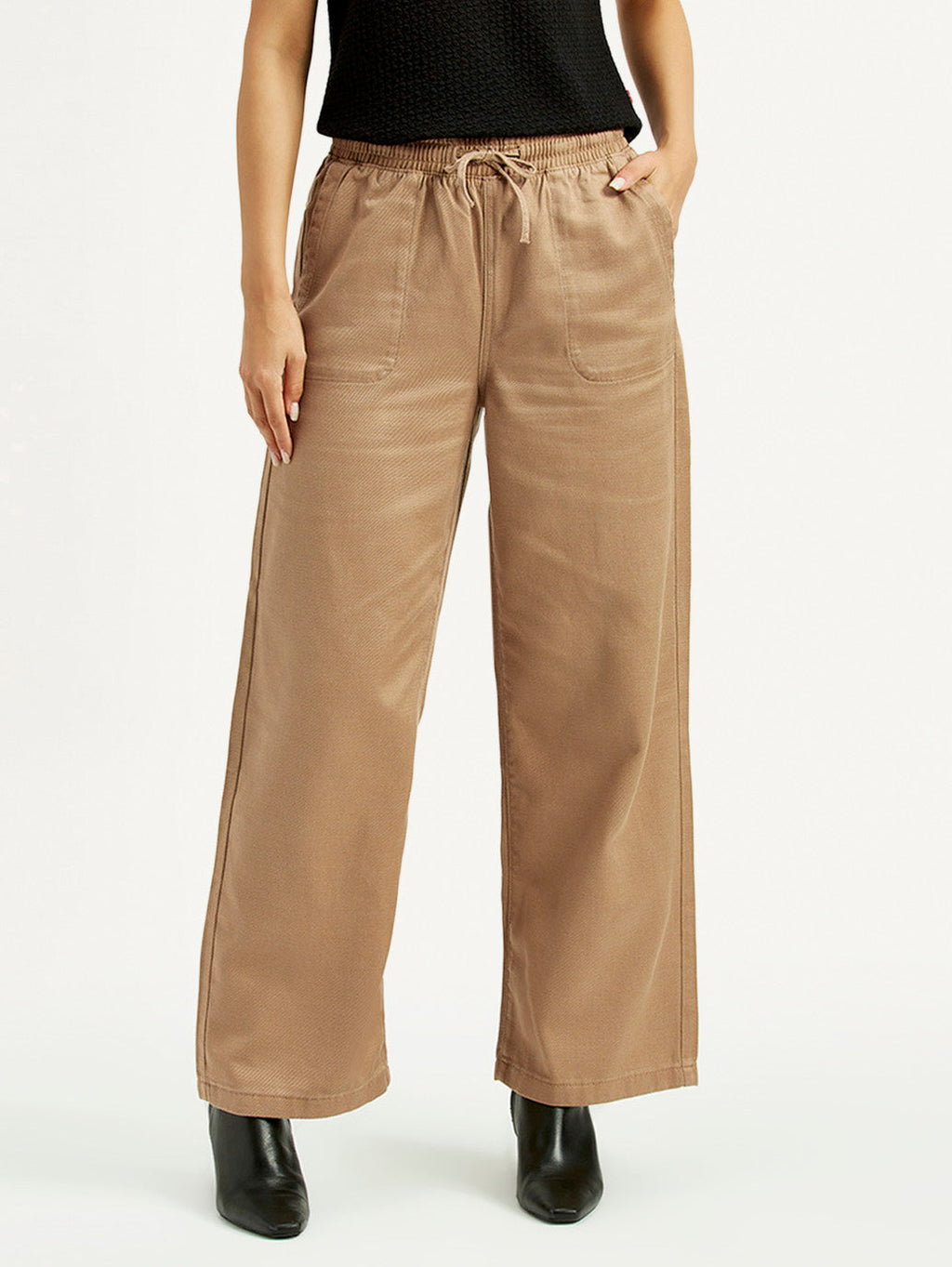 Women's Mid Rise Straight Fit Khaki Trousers
