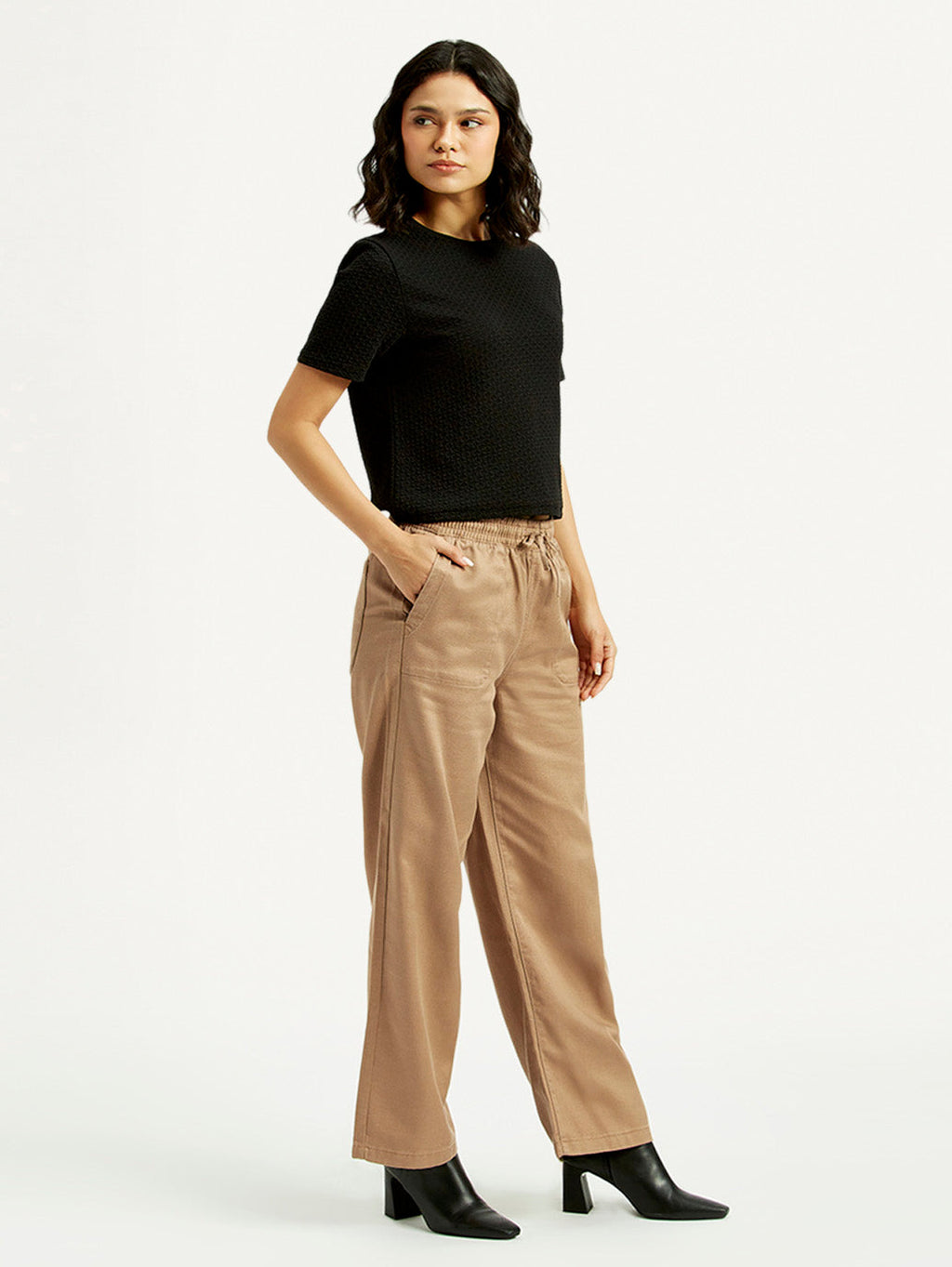 Women's Mid Rise Straight Fit Khaki Trousers