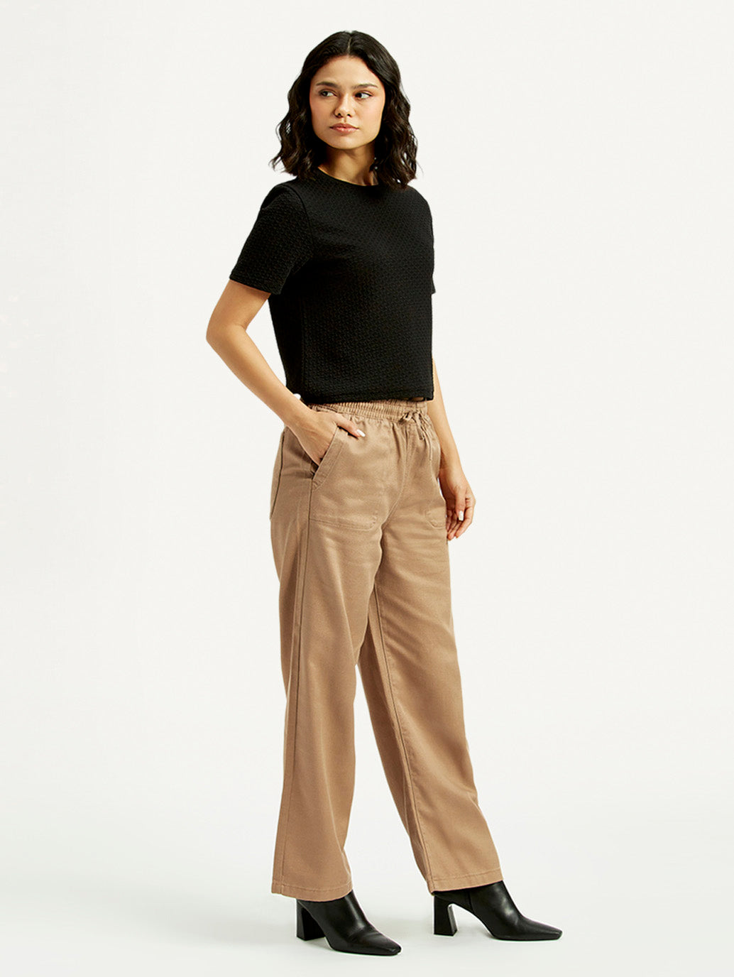 Women's Mid Rise Straight Fit Khaki Trousers