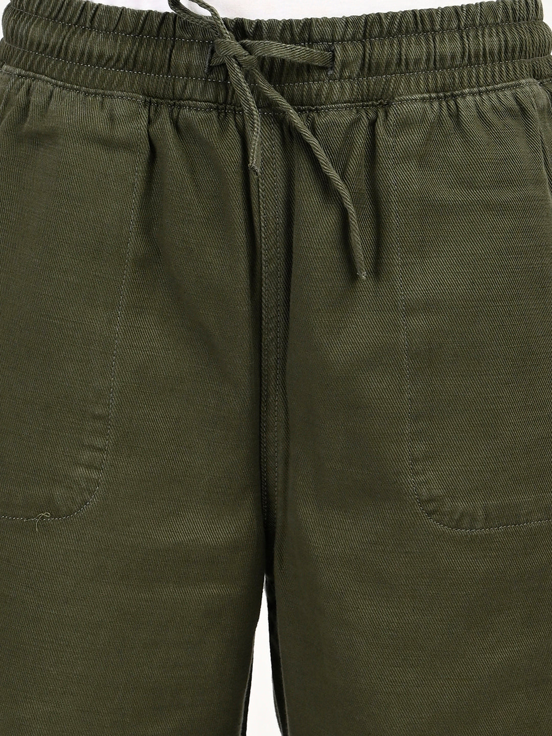 Women's High Rise Olive Regular Fit Parallel Trousers