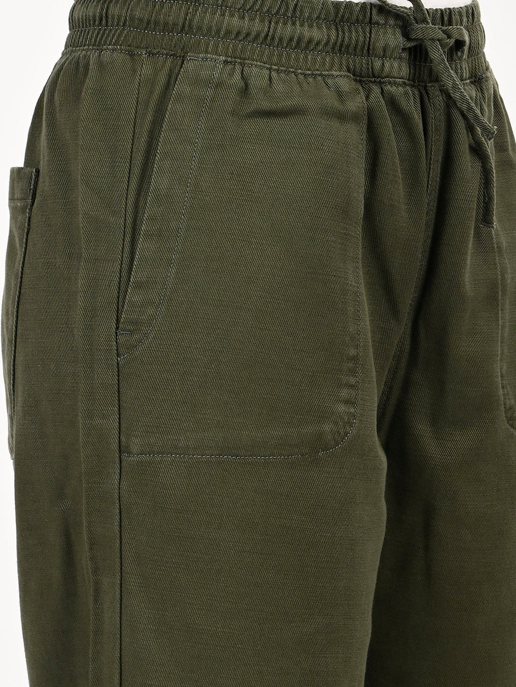Women's High Rise Olive Regular Fit Parallel Trousers