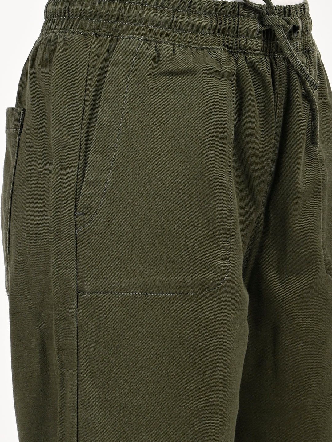 Women's High Rise Olive Regular Fit Parallel Trousers