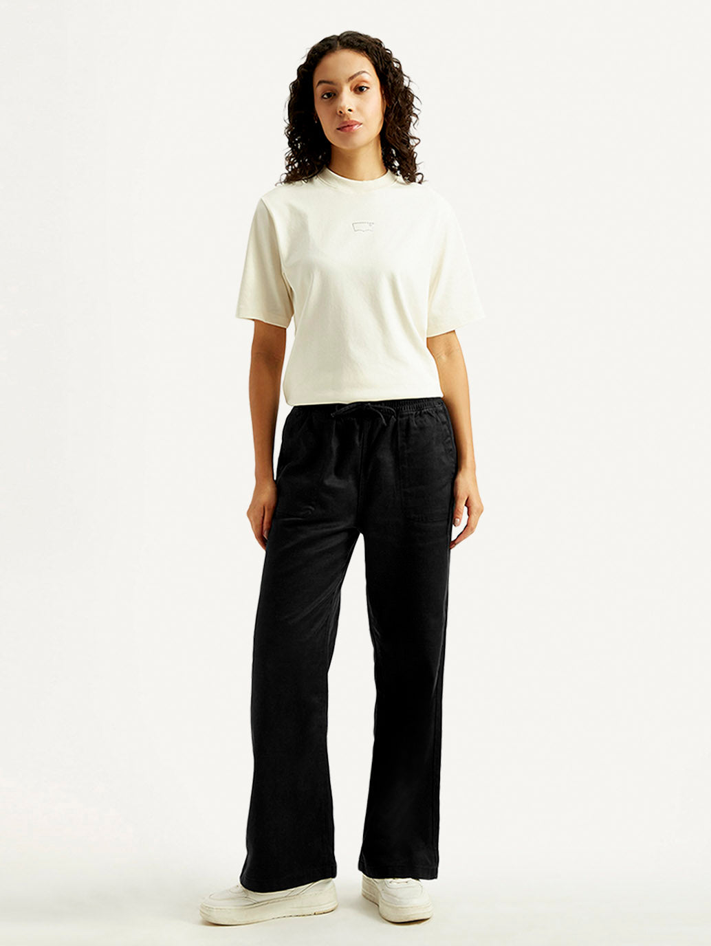 Women's Black Straight Fit Mid Rise Trousers