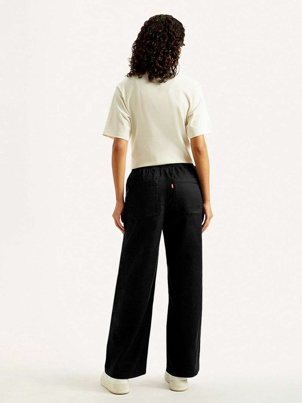 Women's Black Straight Fit Mid Rise Trousers