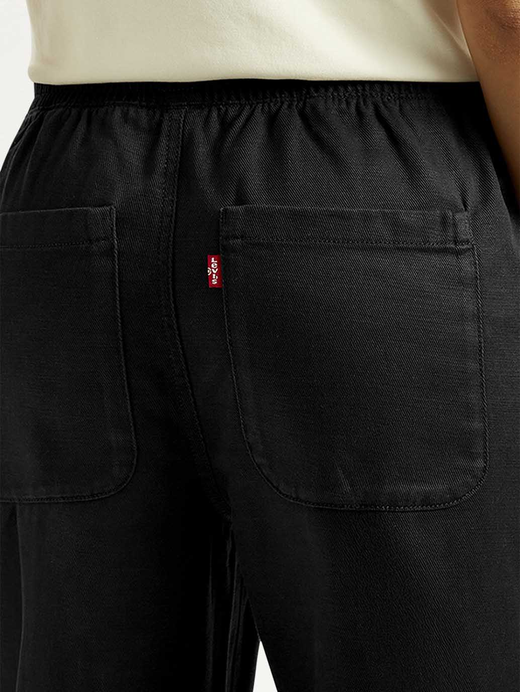 Women's Black Straight Fit Mid Rise Trousers