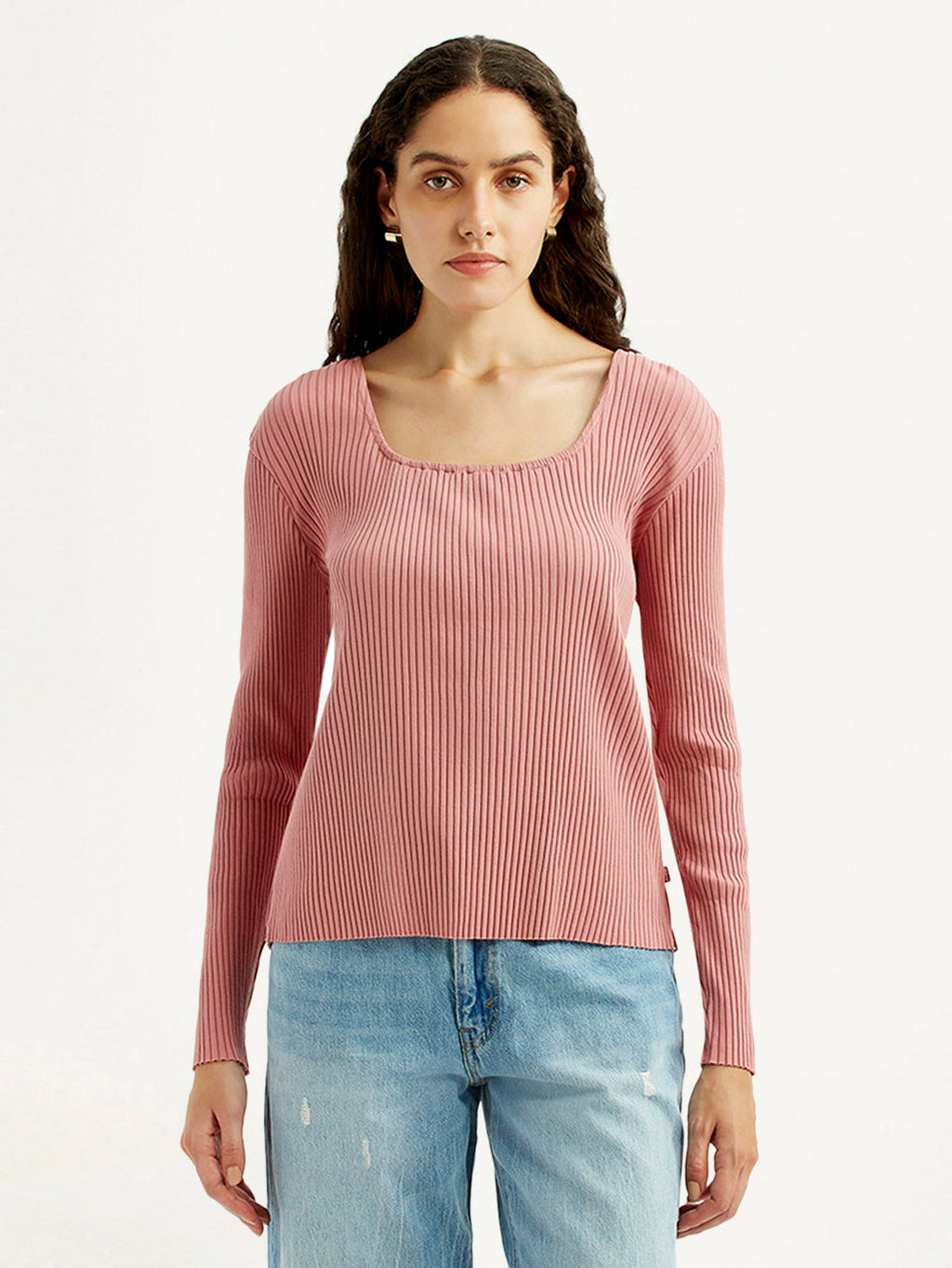 Women's Solid Pink Square Neck Top