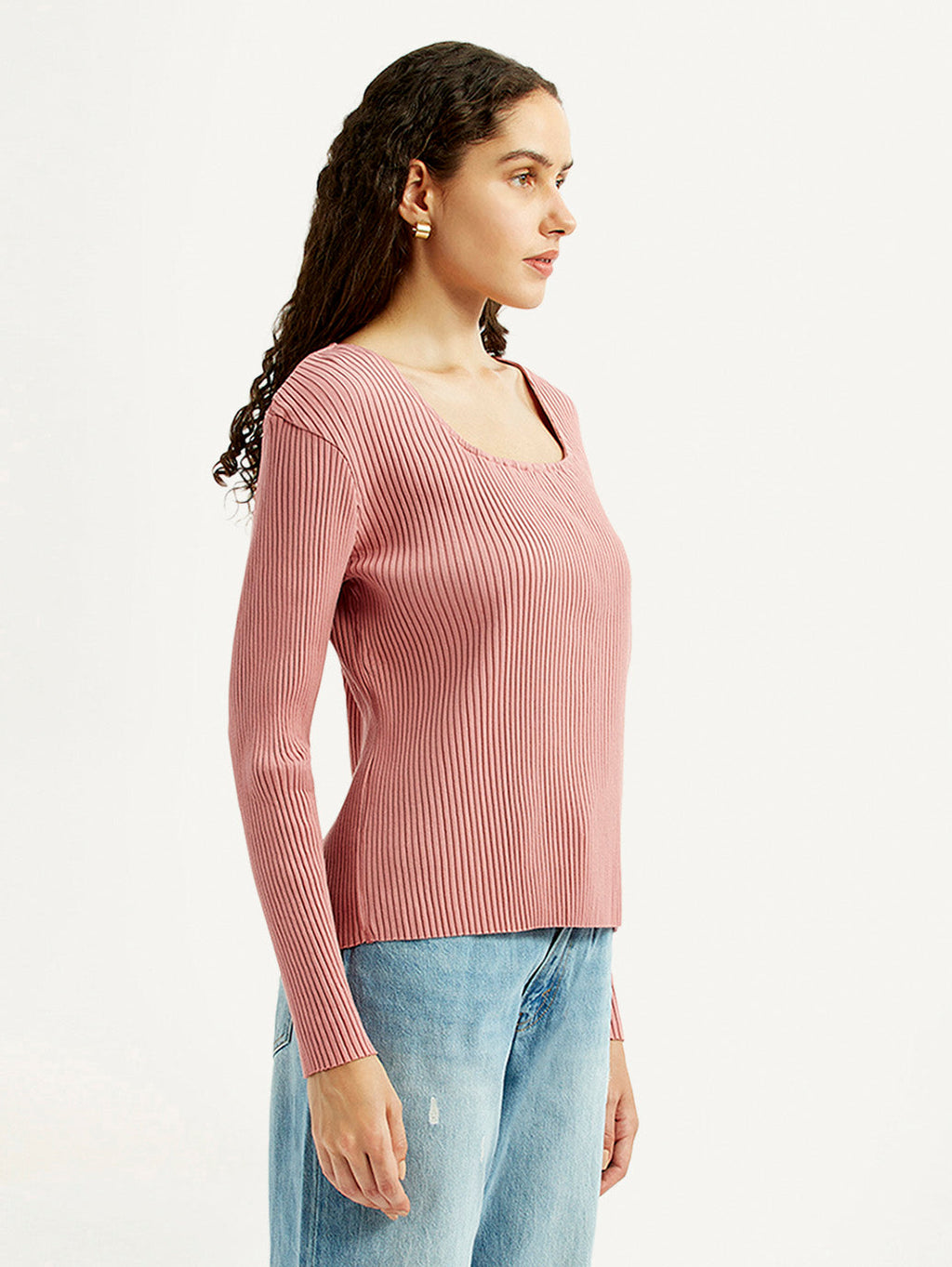 Women's Solid Pink Square Neck Top